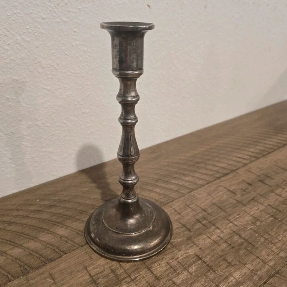 Vintage Silver Plated Brass Candlestick Candle Holder Hong Kong Traditional